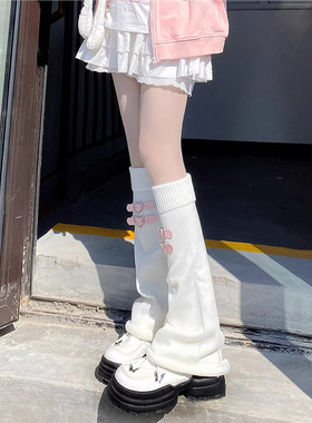 袜子皮扣爱心小腿jk袜套y2k针织堆堆日系腿长筒袜辣妹套女亚文化