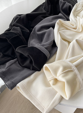 加绒裤子女秋冬垂感糯米绒阔腿裤灯芯绒休闲女款秋冬保暖裤子源头