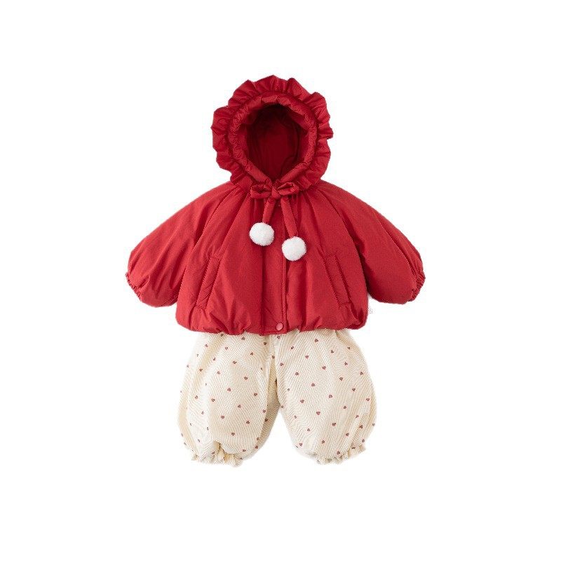 婴儿衣服棉服冬季女宝宝套装加厚新款一岁幼儿冬款棉衣过年两件套,淘宝优惠券,粉丝福利购,淘宝优惠卷