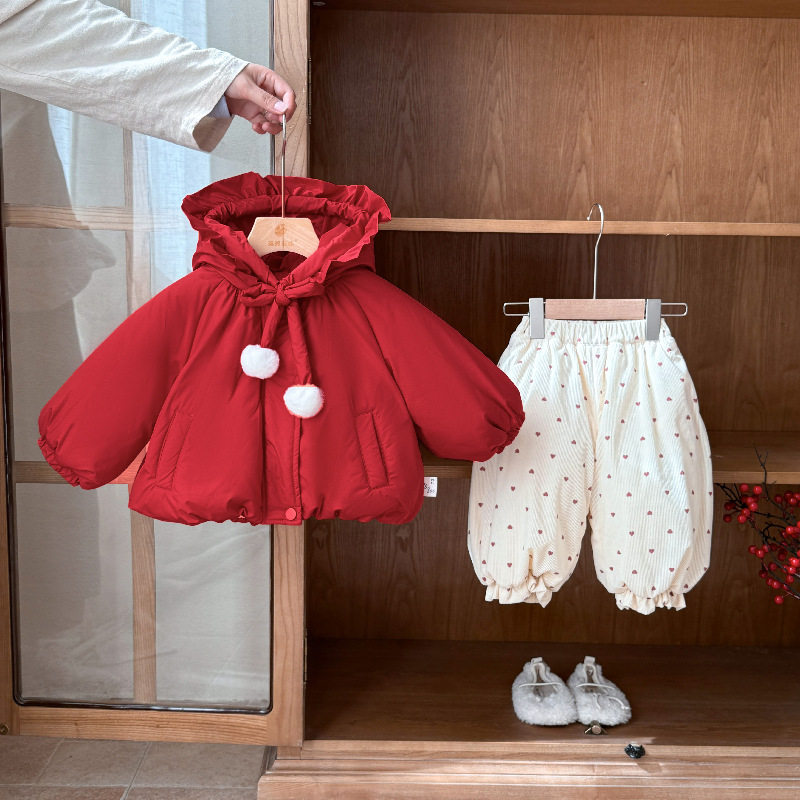 婴儿衣服棉服冬季女宝宝套装加厚新款一岁幼儿冬款棉衣过年两件套,淘宝优惠券,粉丝福利购,淘宝优惠卷