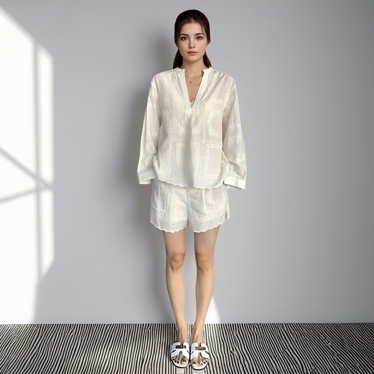 2026春夏新款原创设计十三行女装法式镂空提花短裤高腰杏色刺绣,淘宝优惠券,粉丝福利购,淘宝优惠卷