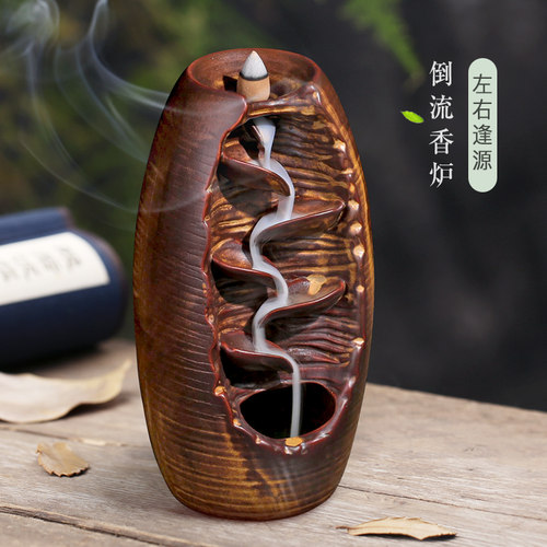 抖音同款陶瓷水倒流香炉创意摆件家用室内观赏下沉香台檀香熏香炉 - 图2
