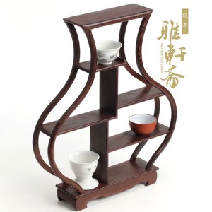 雅轩斋 红木雕刻工艺品摆件展示架子 鸡翅木质小花瓶博古架多宝阁