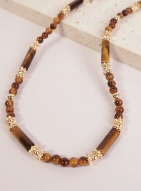 美拉德虎眼石法式文艺复古项链