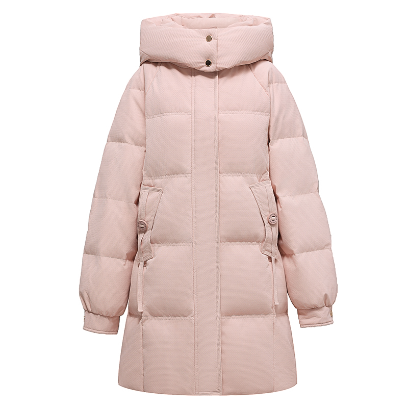 鸭鸭羽绒服女中长款2025年冬季新款时尚加厚宽松白鸭绒小个子外套