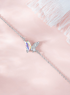 彩色锆石蝴蝶结手链女款轻奢小众个性日常通勤可戴手饰闺蜜礼物