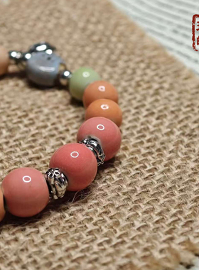 景德镇陶瓷手链 马卡龙渐变清新贝壳装饰小众设计 ins 风串珠手饰