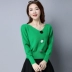 Xuân 2018 mới áo len ngắn mỏng đan đáy áo sơ mi dài tay áo khoác mỏng thời trang áo khoác nữ - Áo / áo thun áo len nữ Áo / áo thun