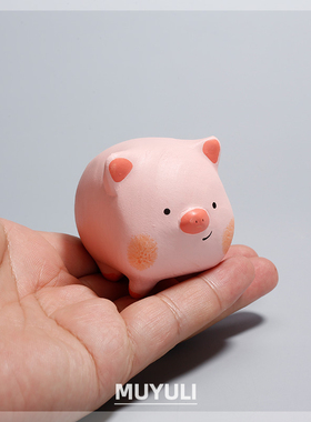 纯手工木雕小猪猪丨摆件可爱女生桌面装饰品创意治愈圣诞节礼物女
