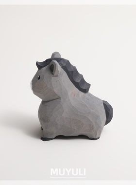 手工木雕小马丨黑马办公桌工位稳定情绪桌面装饰摆件生肖礼物女