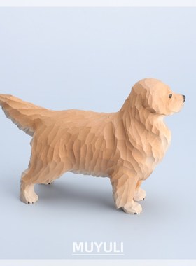 手工木雕金毛丨生肖小狗狗工位电脑桌面摆件创意装饰圣诞节礼物女