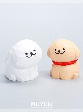 手工木雕金毛丨电脑桌面摆件小黄狗可爱工位装饰圣诞节生日礼物