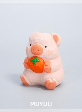 手工木雕生肖小猪丨诸事顺利桌面装饰摆件可爱情人节圣诞节礼物