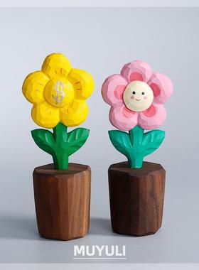 有钱花手工木雕桌面摆件可爱