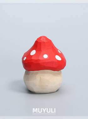 手工木雕小蘑菇丨解压治愈汽车摆件电脑桌面装饰情人节圣诞节礼物