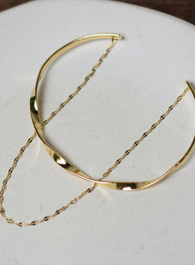 SZ014 莫比乌斯简约欧美巴黎双层闪片链开口手镯手环女款钛钢工厂