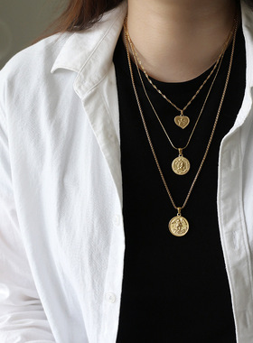 复古吊坠芮苼首饰钛钢镀金女