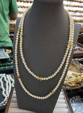 施家珍珠长款项链毛衣链