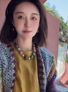 彩色陶瓷串珠项链女锁骨链
