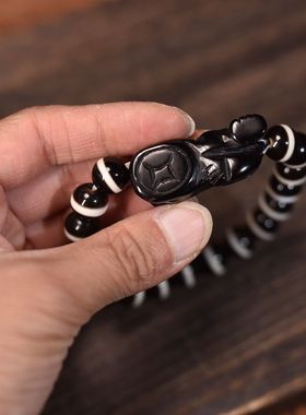 10mm一线药师搭配天珠材质雕刻貔貅男士单圈手串