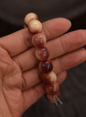 驼骨手链手串带血丝蝌蚪纹圆珠