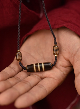 藏式手编黑金天珠男女同款可拉伸调节