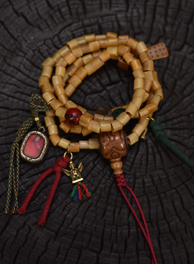 藏传管珠状空行母骨珠念珠足数108颗佛珠项链包邮到家