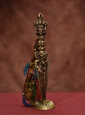 手工铜普巴金刚杵做旧飘带三面金刚橛