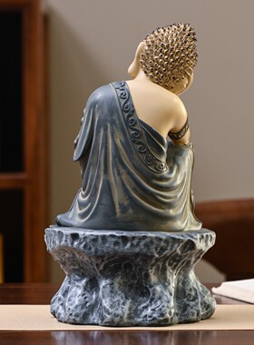 中式禅意坐姿睡佛摆件庭院装饰品