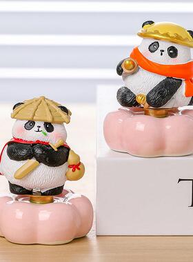 国潮可爱熊猫转转乐摆件