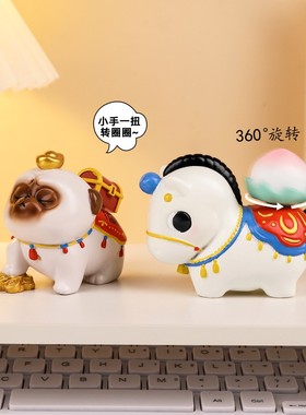 吾福猫生肖马年创意树脂桌面摆件