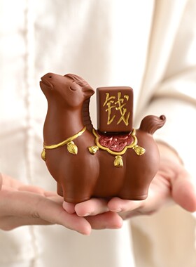 马上发财紫砂茶宠招财生肖马摆件