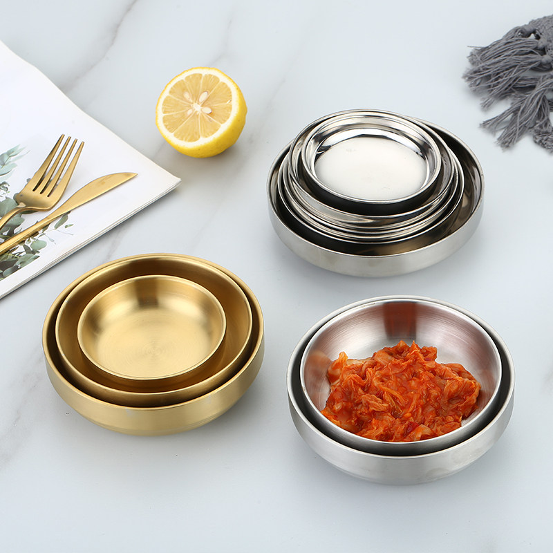不锈钢泡菜碟酱料碟小菜碟韩国料理金色露营烤肉蘸料碟调味碟餐具,淘宝优惠券,粉丝福利购,淘宝优惠卷