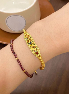 新中式国潮古法沙金掐丝凤凰来仪