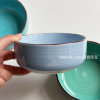 Ins style solid color European set high-end kitchen ceramic tableware hand-painted salami flour good-looking bowl for home use