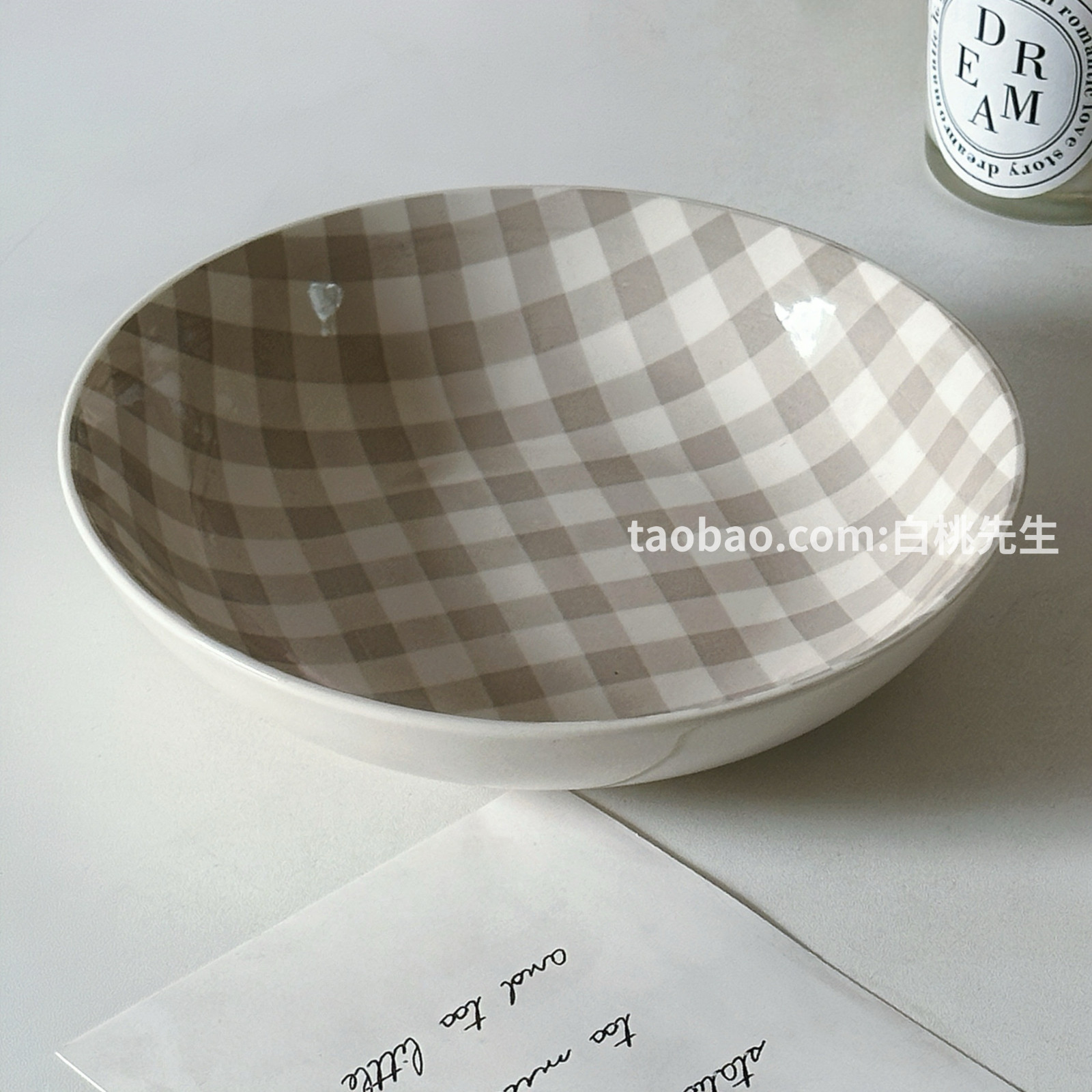 格子控美式复古高级英伦风陶瓷餐具特色小众设计款泡面碗家用时尚,淘宝优惠券,粉丝福利购,淘宝优惠卷