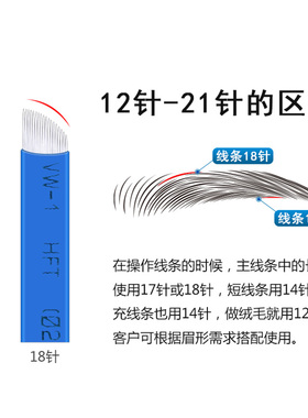 中国蓝纹绣针片 线条手工PCD纹绣刀片纹眉绣眉针蓝皮14针18针