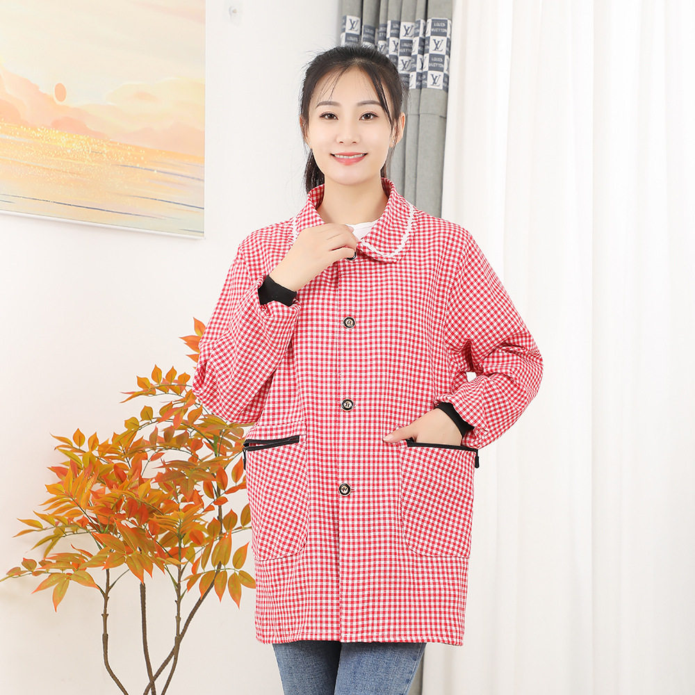 双兜围裙正穿上衣长袖系扣罩衣家用厨房干活上班耐脏工作服护衣,淘宝优惠券,粉丝福利购,淘宝优惠卷