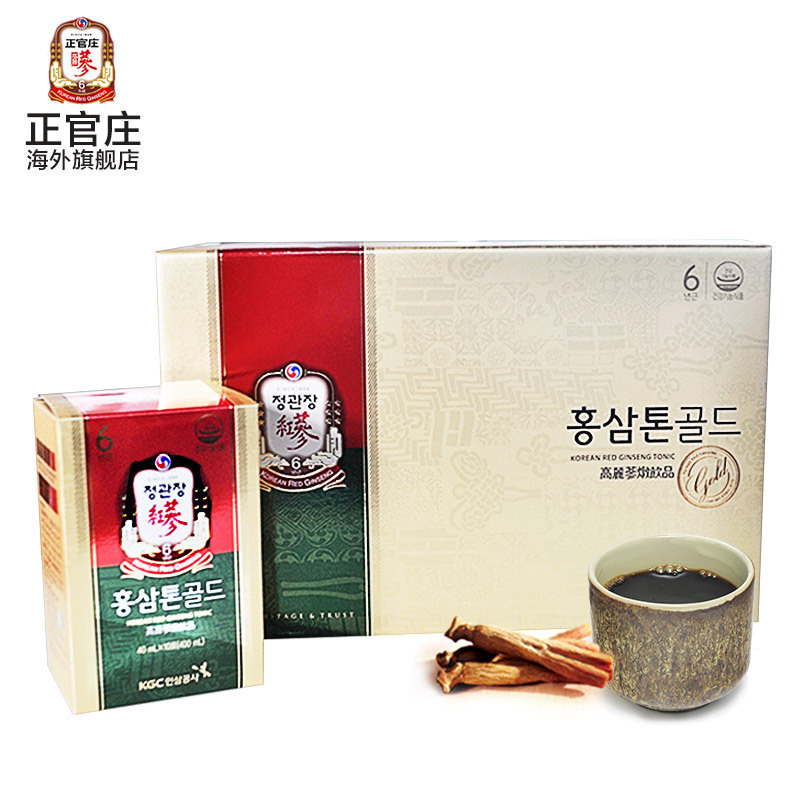 正官庄海外旗舰店正官庄韩国高丽参6年根红参液GOLD正宗滋补品人参礼盒40ml*30保税2