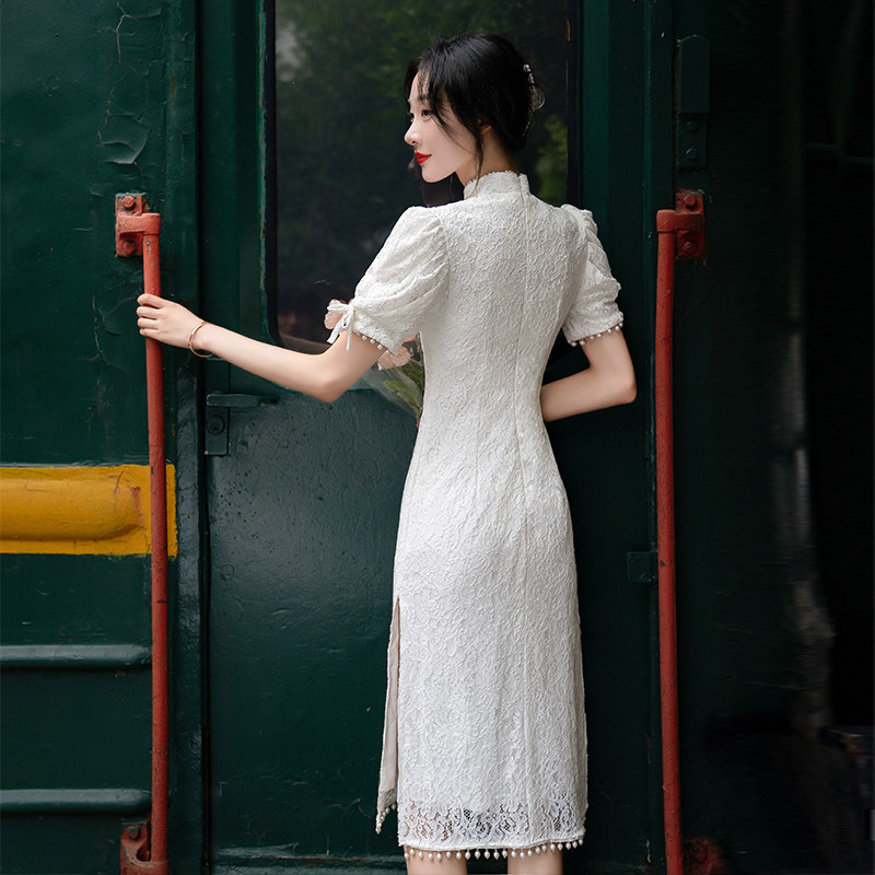 改良旗袍夏季2022年新款气质敬酒服 倾城百合礼服/晚装