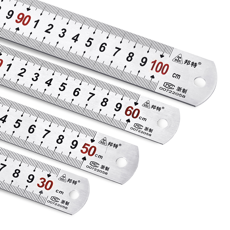 邦特不锈钢板尺30cm15加厚钢尺1米5/50厘米2米/2.5/3米直尺铁尺字-图3