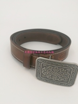 Mongolian Character Pure Cow Leather Belt Girdle Mens Lengthened Retro Casual Denim Jeans Belt Ethnic Wind Belt