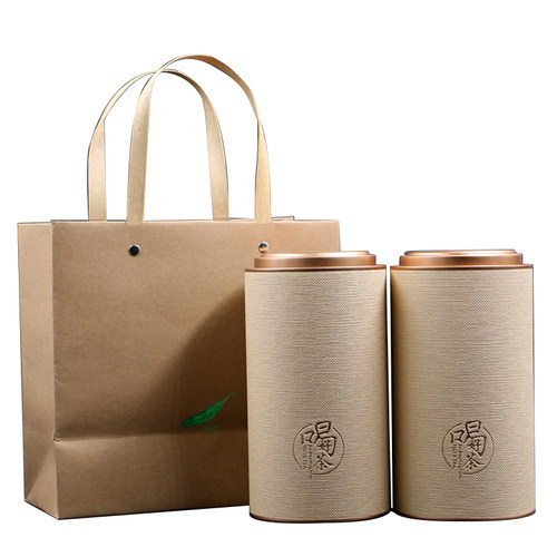 茶叶罐中号茶叶包装纸罐通用密封茶叶盒空盒圆罐茶叶包装礼盒定制 - 图3