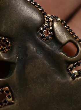 【几何】西藏明代天铁托甲火焰纹摩尼宝佛塔心咒牌 项链吊坠随身