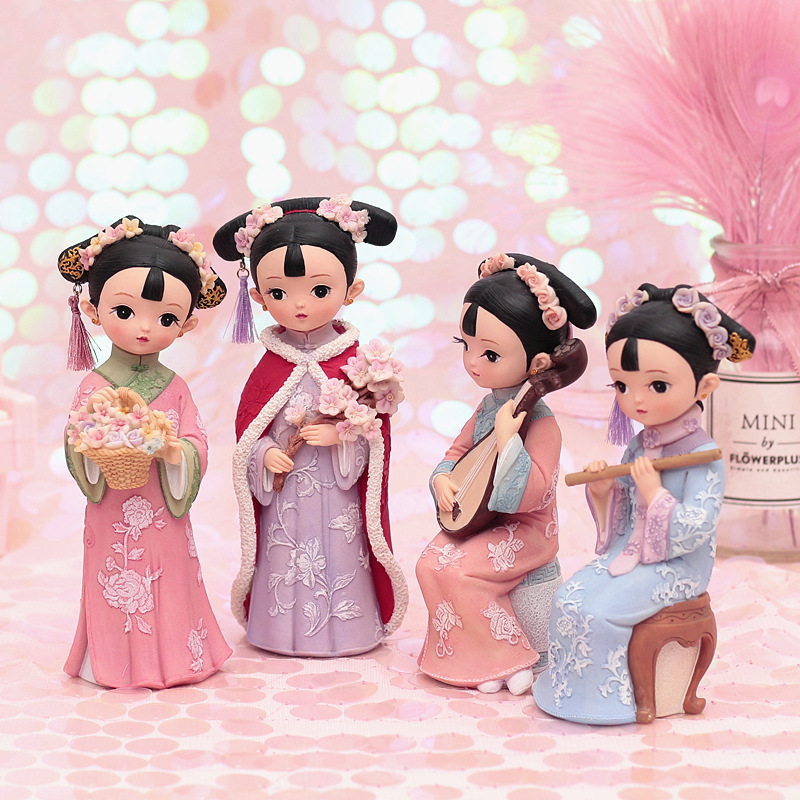 故宫娃娃俏格格文创玩偶宫廷系列摆件古风古装绢人偶中国风小礼品 - 图2