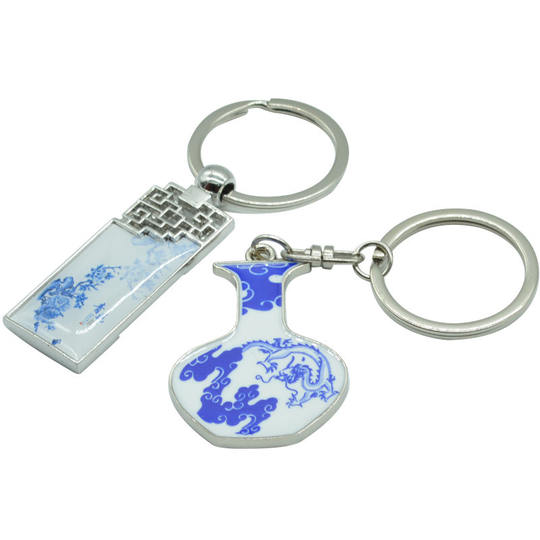 青花瓷钥匙扣挂件 特色中国风送老外小礼品礼物 外事出国纪念品