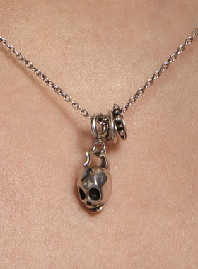 BLACKHEAD/黑头S925银朋克骷髅项链个性夸张纯银万圣节