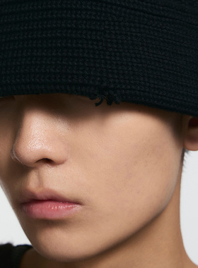 【邓为同款】BLACKHEAD/黑头黑胶浪潮系列铆钉穿刺个性针织盆帽