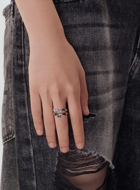 BLACKHEAD/黑头出逃舞会系列花色钻饰绶带戒指个性朋克原创设计