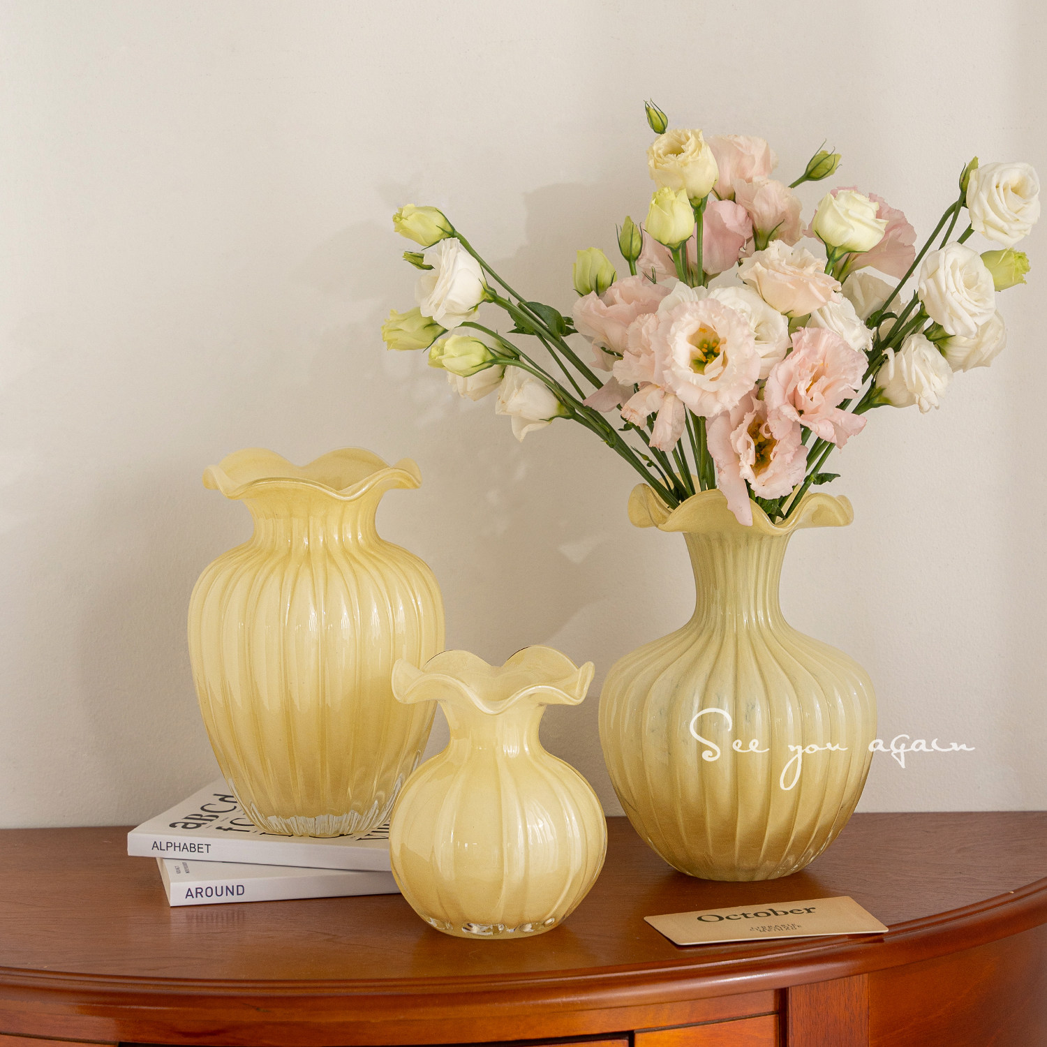 花瓶轻奢高级感欧式奶油网红玻璃客厅大口径鲜花插花艺术精致摆件,淘宝优惠券,粉丝福利购,淘宝优惠卷